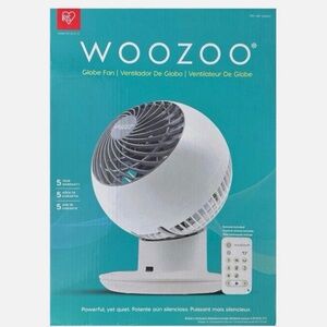 WOOZOO Globe Oscillating Fan w Remote 5-Speed White Compact New Model